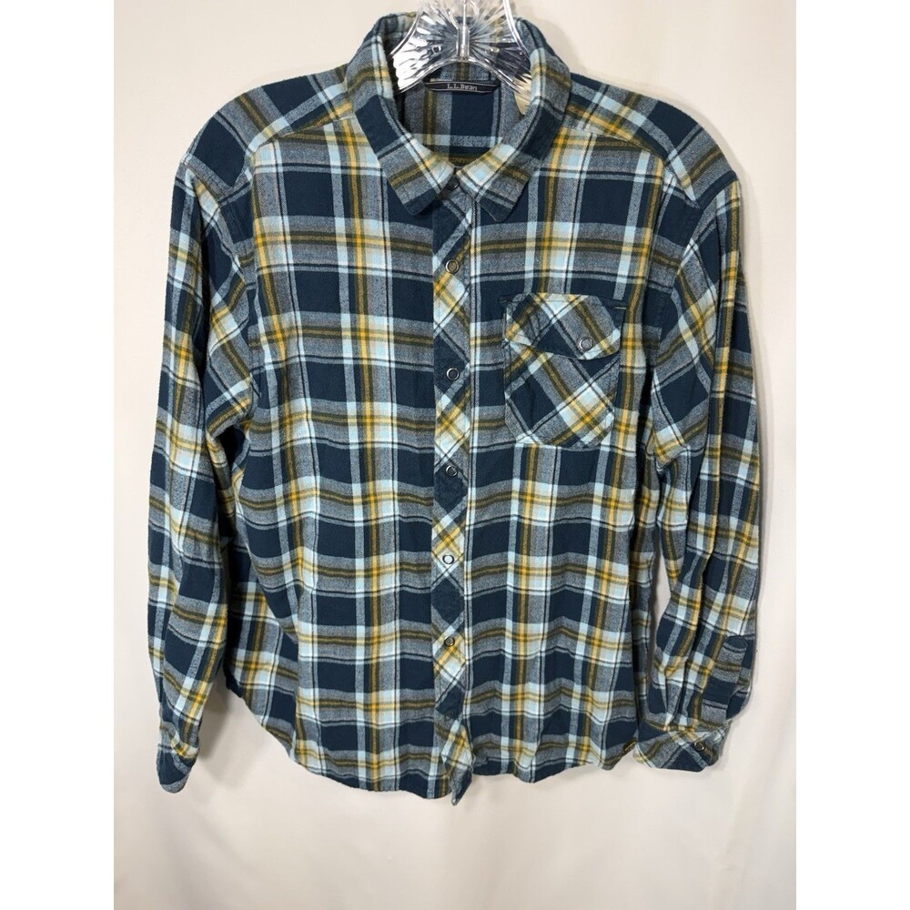 L.L. Bean Flannel Plaid Button Down Shirt Size Xl Long Sleeve